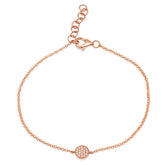 0.05CT 14k Rose Gold Diamond Pave Circle Bracelet